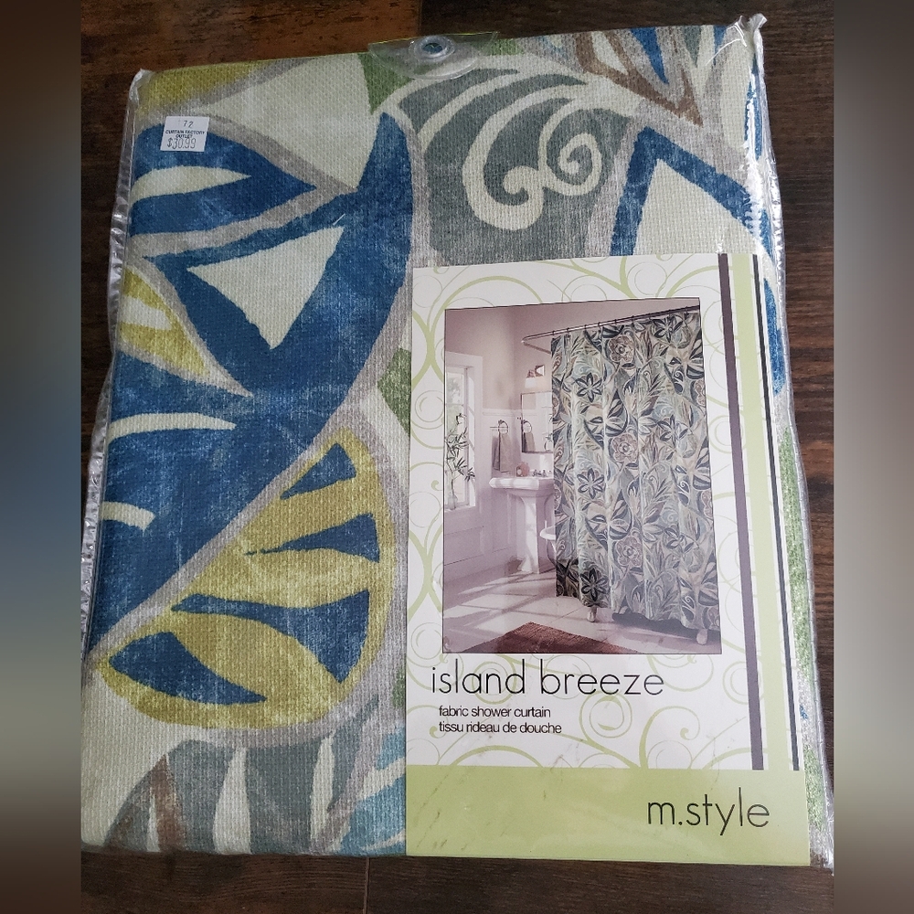 Island Breeze Fabric Shower Curtain - Blue and Green